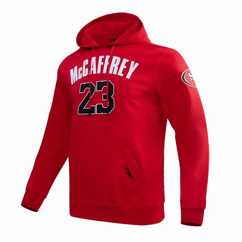 NFL SAN FRANCISCO 49ERS CHRISTIAN McCAFFREY #23 MEN'S PULLOVER HOODIE (RED)