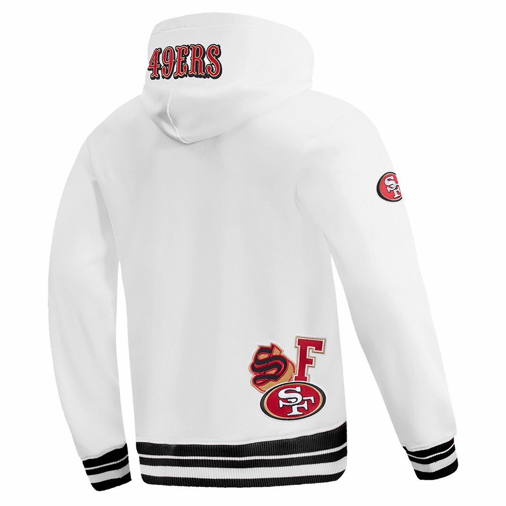 NFL SAN FRANCISCO 49ERS CITY RANSOM MEN'S RIB FLEECE PULLOVER HOODIE (WHITE/BLACK)