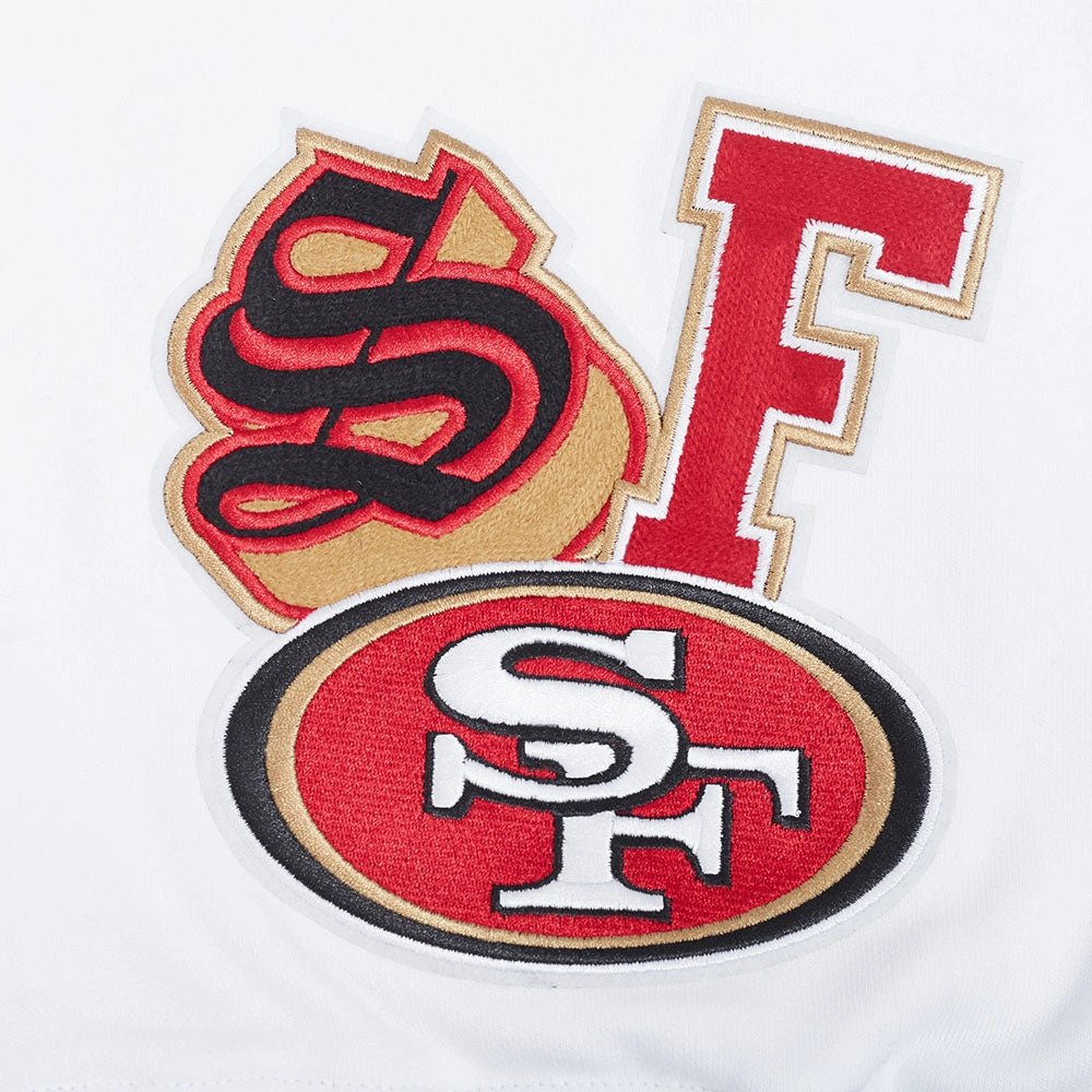 NFL SAN FRANCISCO 49ERS CITY RANSOM MEN'S RIB FLEECE PULLOVER HOODIE (WHITE/BLACK)