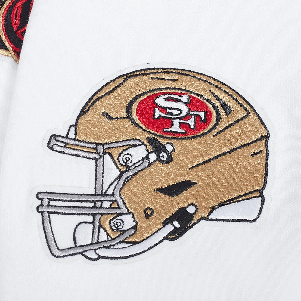 NFL SAN FRANCISCO 49ERS CITY RANSOM MEN'S RIB FLEECE PULLOVER HOODIE (WHITE/BLACK)