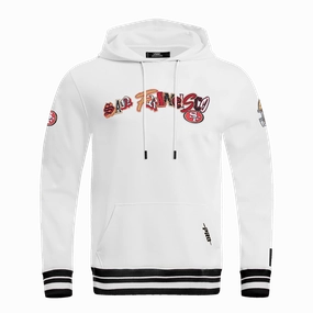 NFL SAN FRANCISCO 49ERS CITY RANSOM MEN'S RIB FLEECE PULLOVER HOODIE (WHITE/BLACK)