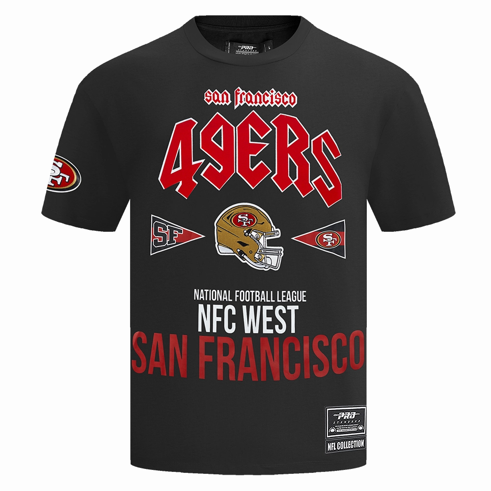 NFL SAN FRANCISCO 49ERS CITY TOUR COTTON JERSEY MEN'S DROP SHOULDER TEE (BLACK)