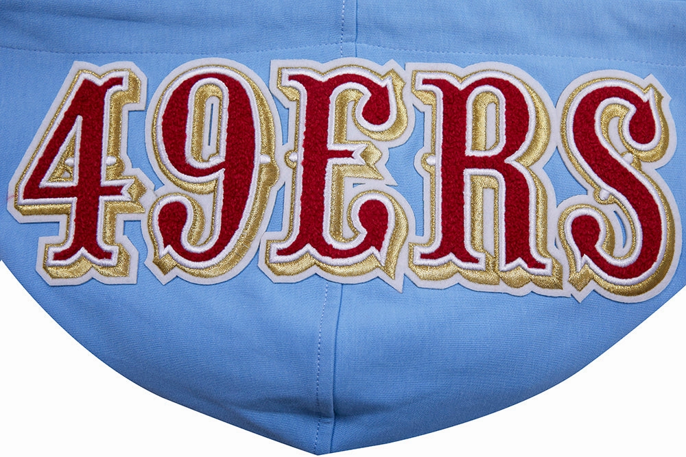 NFL SAN FRANCISCO 49ERS CLASSIC CHENILLE DOUBLE KNIT  FULL ZIP HOODIE (UNIVERSITY BLUE)