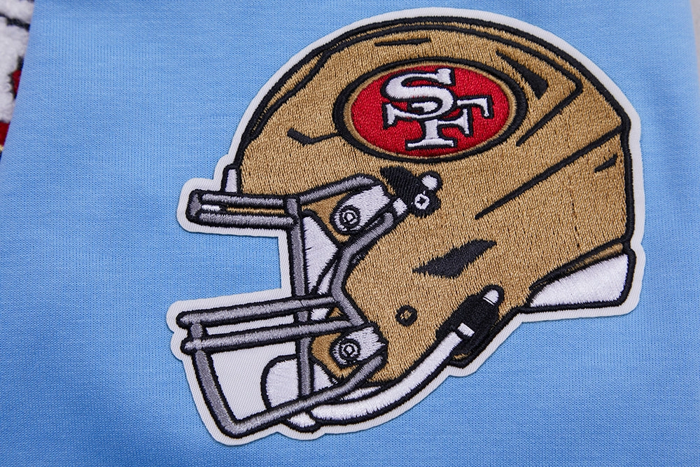 NFL SAN FRANCISCO 49ERS CLASSIC CHENILLE DOUBLE KNIT  FULL ZIP HOODIE (UNIVERSITY BLUE)