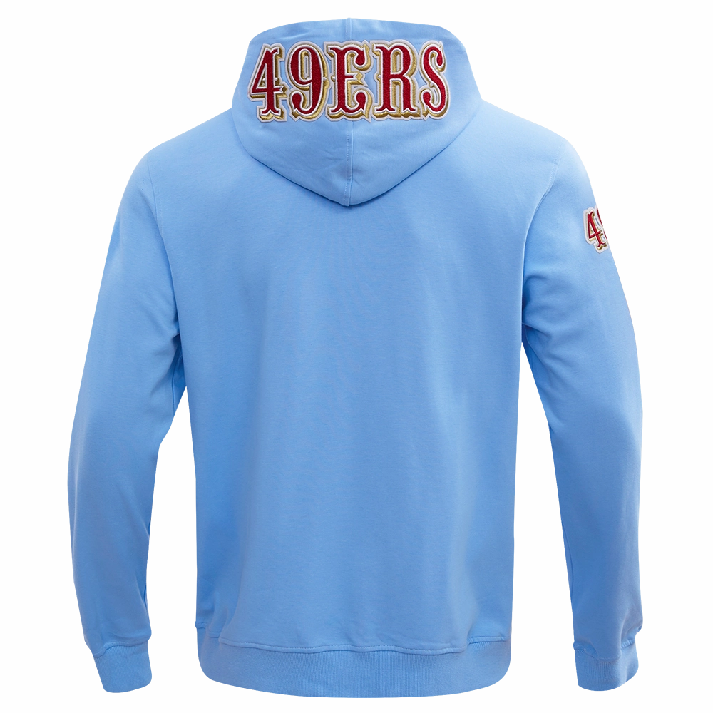 NFL SAN FRANCISCO 49ERS CLASSIC CHENILLE DOUBLE KNIT  FULL ZIP HOODIE (UNIVERSITY BLUE)