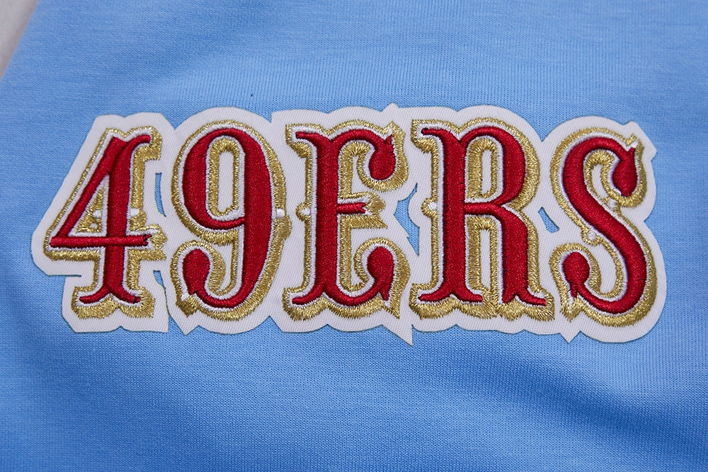 NFL SAN FRANCISCO 49ERS CLASSIC CHENILLE DOUBLE KNIT  FULL ZIP HOODIE (UNIVERSITY BLUE)