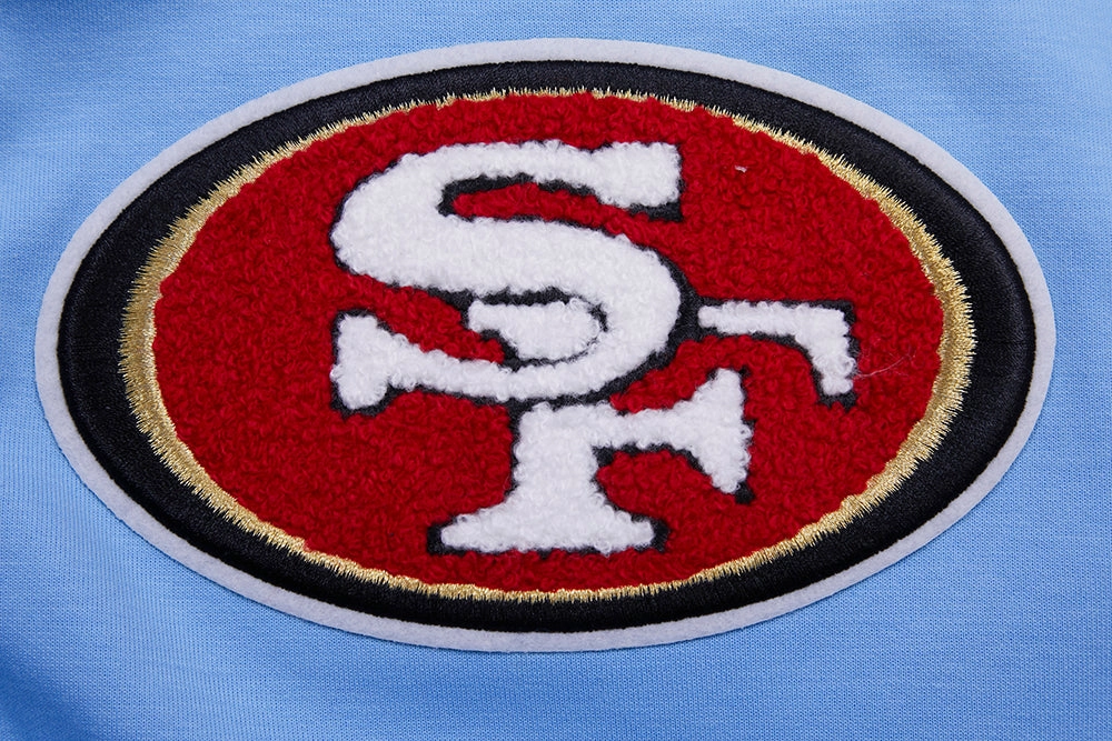 NFL SAN FRANCISCO 49ERS CLASSIC CHENILLE DOUBLE KNIT  FULL ZIP HOODIE (UNIVERSITY BLUE)