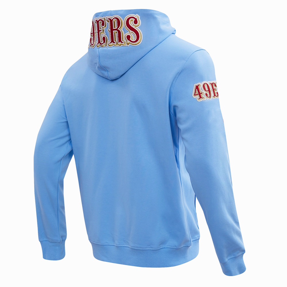 NFL SAN FRANCISCO 49ERS CLASSIC CHENILLE DOUBLE KNIT  FULL ZIP HOODIE (UNIVERSITY BLUE)