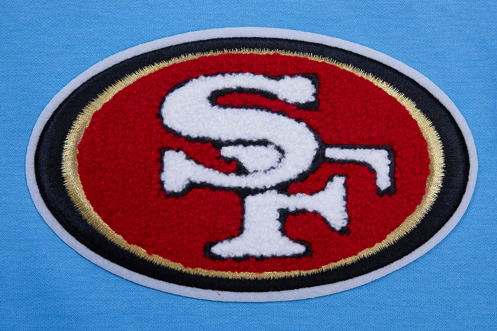NFL SAN FRANCISCO 49ERS CLASSIC CHENILLE DOUBLE KNIT PULLOVER HOODIE (UNIVERSITY BLUE)