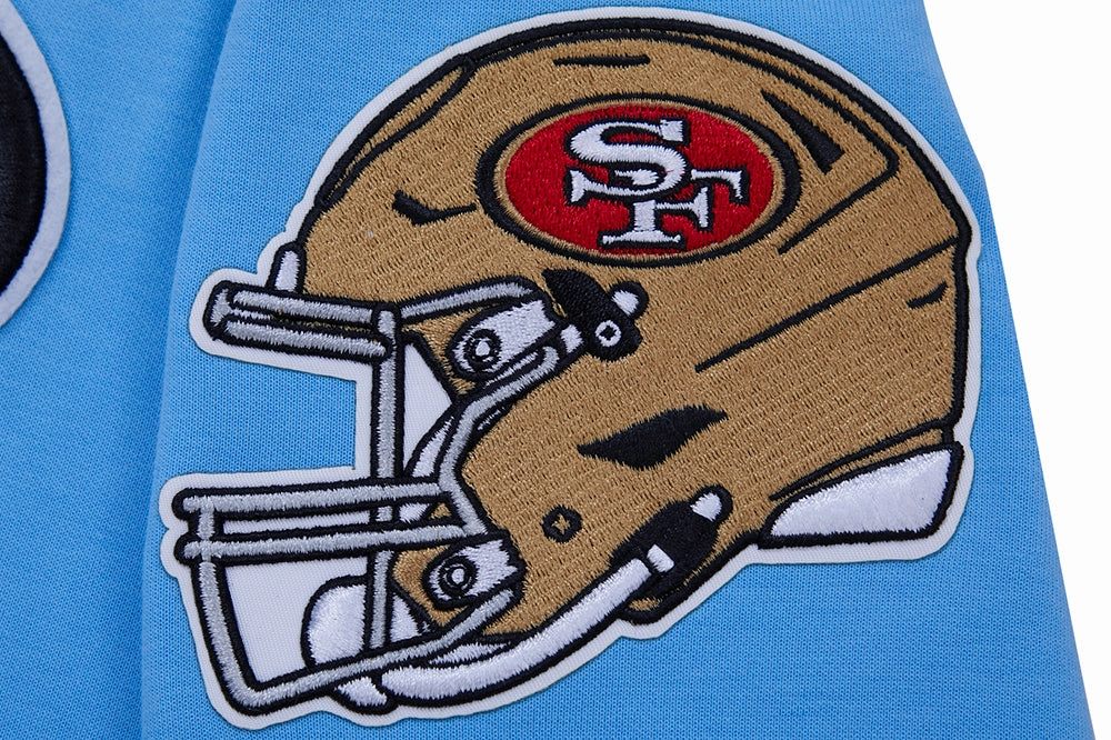NFL SAN FRANCISCO 49ERS CLASSIC CHENILLE DOUBLE KNIT PULLOVER HOODIE (UNIVERSITY BLUE)