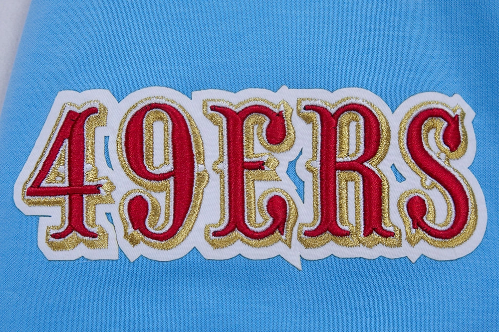 NFL SAN FRANCISCO 49ERS CLASSIC CHENILLE DOUBLE KNIT PULLOVER HOODIE (UNIVERSITY BLUE)