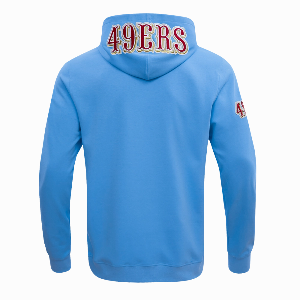 NFL SAN FRANCISCO 49ERS CLASSIC CHENILLE DOUBLE KNIT PULLOVER HOODIE (UNIVERSITY BLUE)