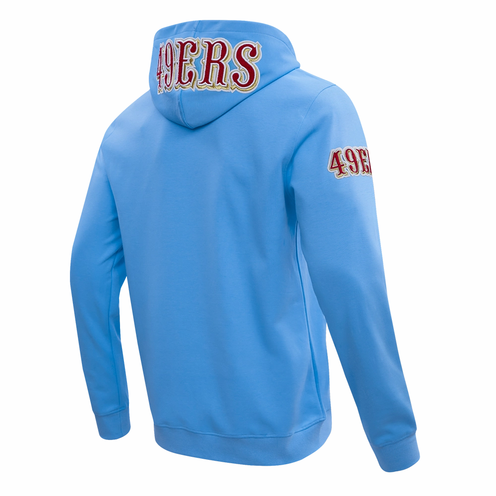 NFL SAN FRANCISCO 49ERS CLASSIC CHENILLE DOUBLE KNIT PULLOVER HOODIE (UNIVERSITY BLUE)