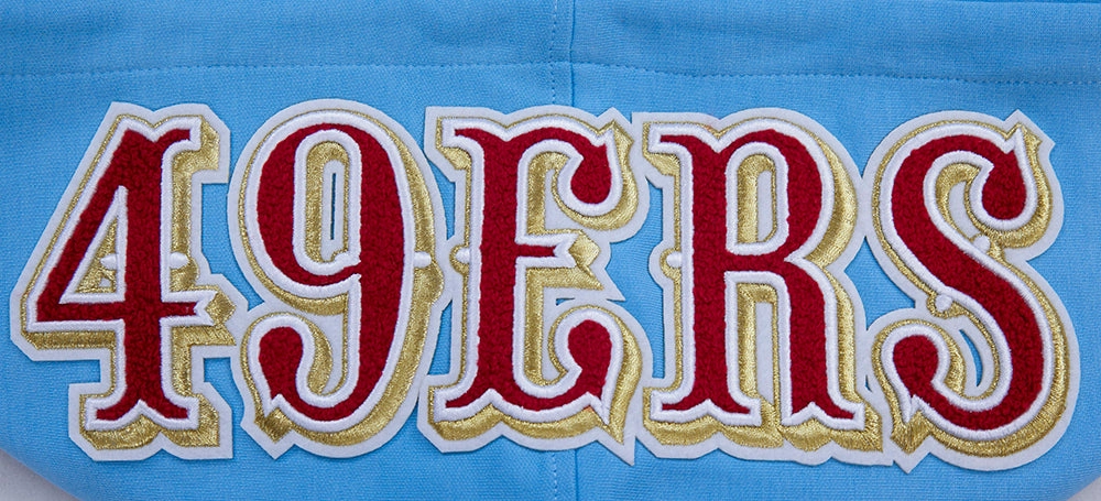 NFL SAN FRANCISCO 49ERS CLASSIC CHENILLE DOUBLE KNIT PULLOVER HOODIE (UNIVERSITY BLUE)