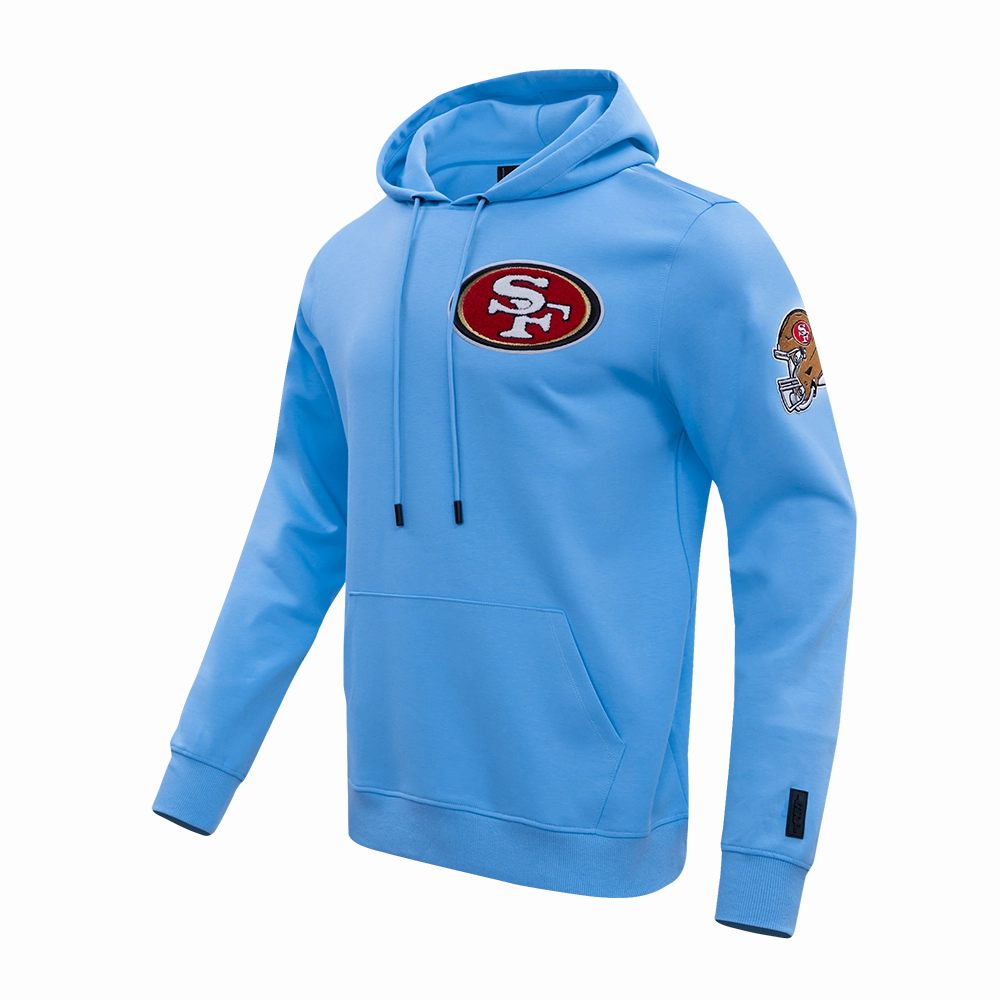 NFL SAN FRANCISCO 49ERS CLASSIC CHENILLE DOUBLE KNIT PULLOVER HOODIE (UNIVERSITY BLUE)