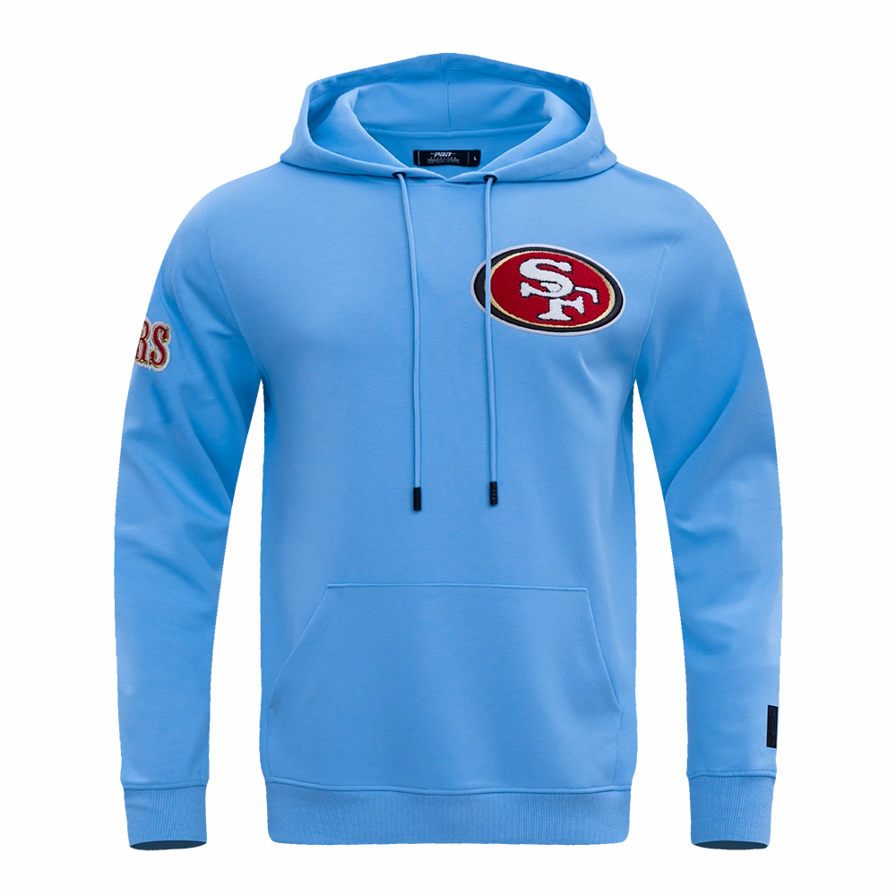 NFL SAN FRANCISCO 49ERS CLASSIC CHENILLE DOUBLE KNIT PULLOVER HOODIE (UNIVERSITY BLUE)