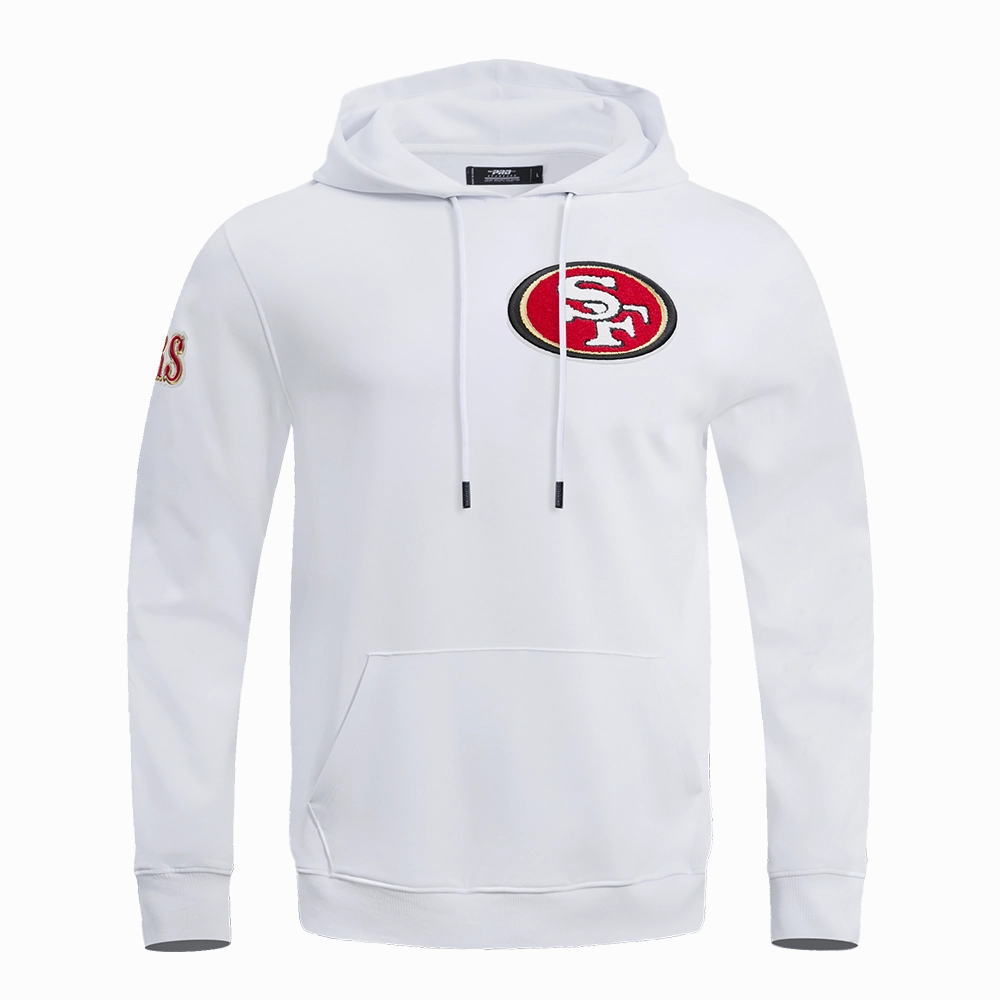 NFL SAN FRANCISCO 49ERS CLASSIC CHENILLE DOUBLE KNIT PULLOVER HOODIE (WHITE)
