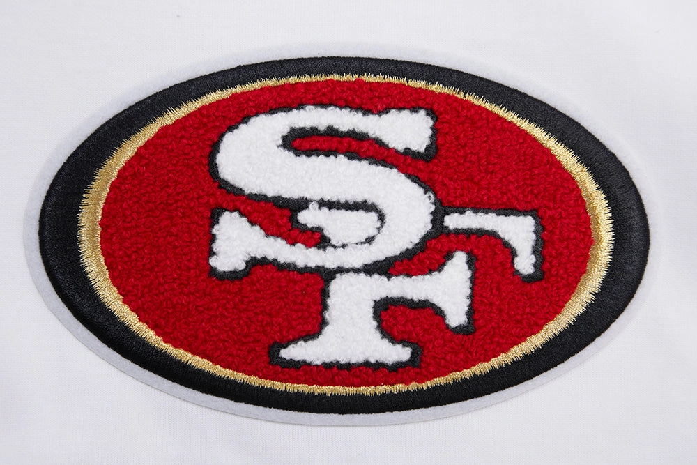 NFL SAN FRANCISCO 49ERS CLASSIC CHENILLE DOUBLE KNIT PULLOVER HOODIE (WHITE)