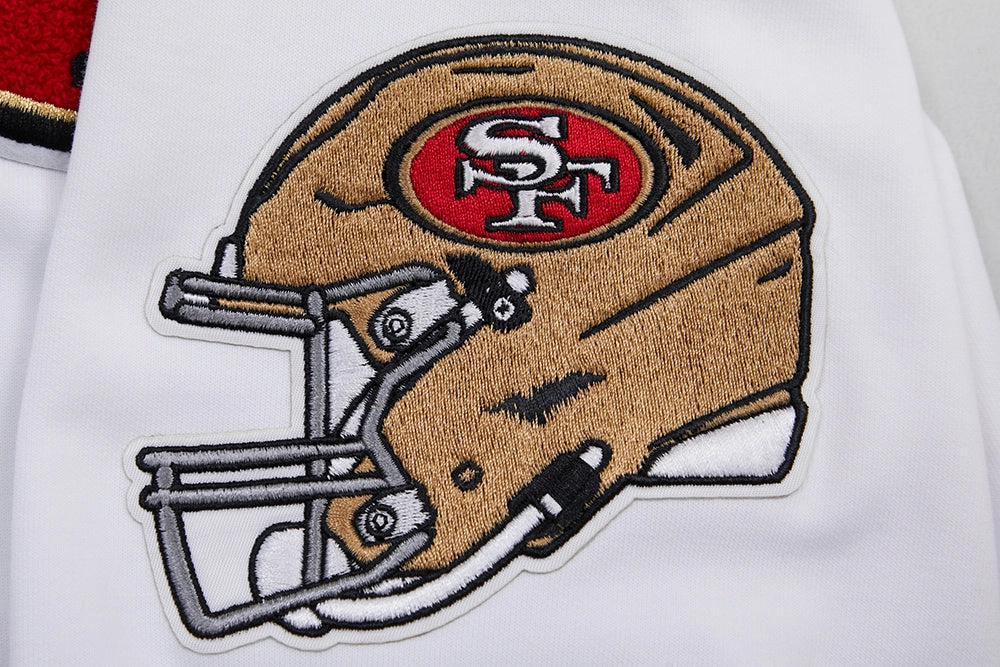 NFL SAN FRANCISCO 49ERS CLASSIC CHENILLE DOUBLE KNIT PULLOVER HOODIE (WHITE)