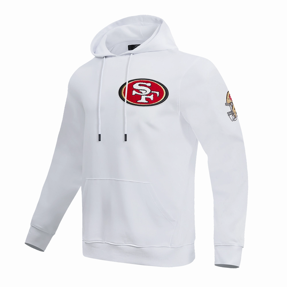 NFL SAN FRANCISCO 49ERS CLASSIC CHENILLE DOUBLE KNIT PULLOVER HOODIE (WHITE)