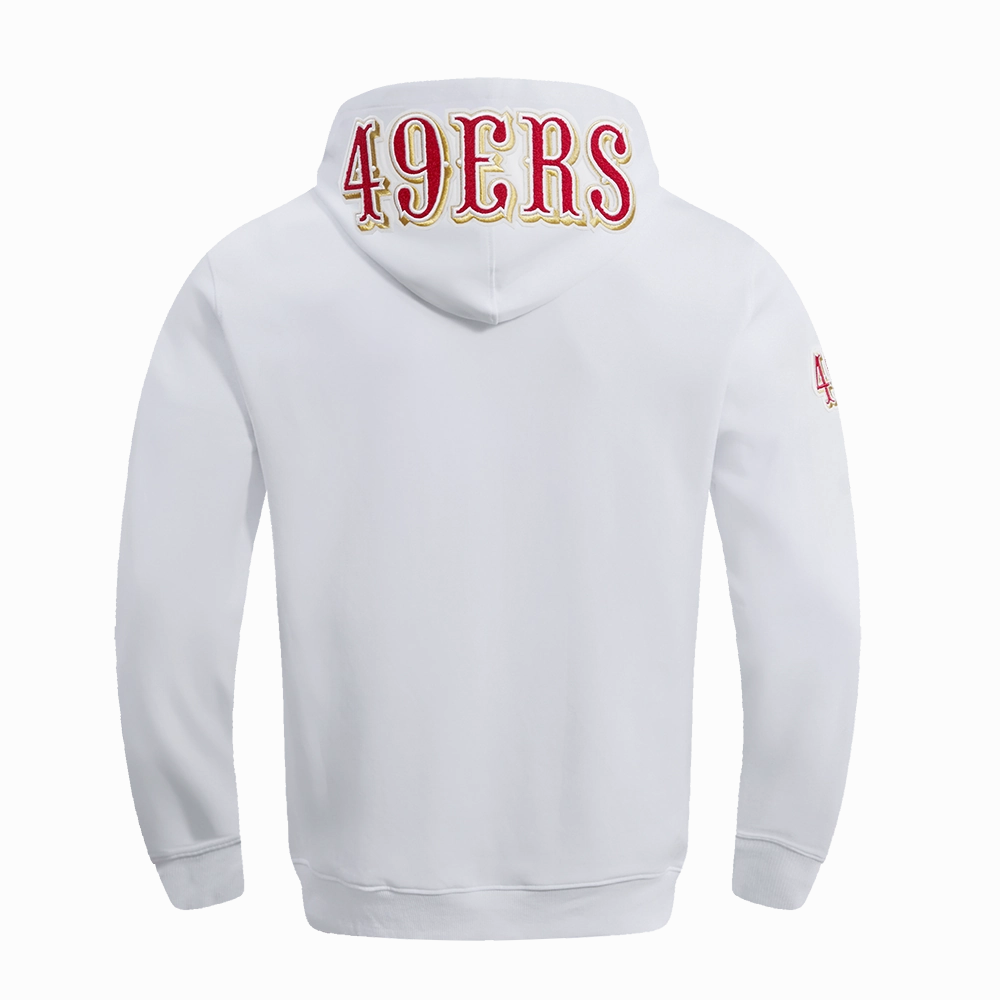 NFL SAN FRANCISCO 49ERS CLASSIC CHENILLE DOUBLE KNIT PULLOVER HOODIE (WHITE)