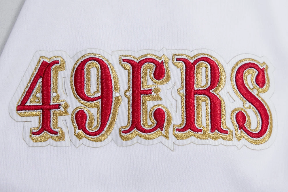 NFL SAN FRANCISCO 49ERS CLASSIC CHENILLE DOUBLE KNIT PULLOVER HOODIE (WHITE)