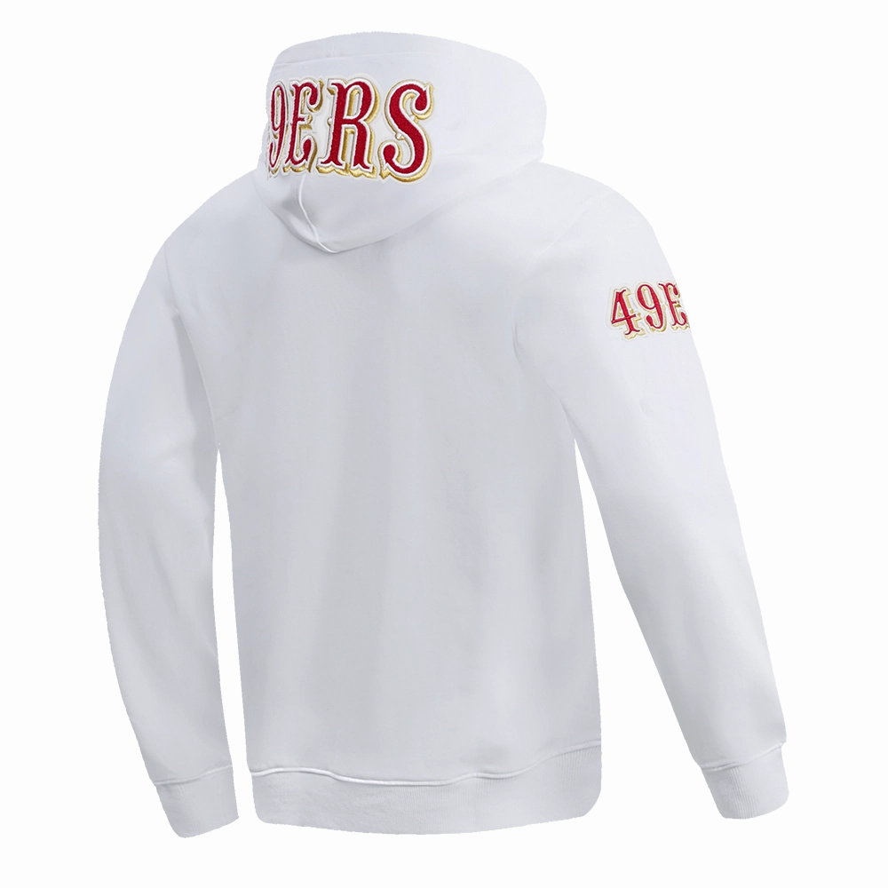 NFL SAN FRANCISCO 49ERS CLASSIC CHENILLE DOUBLE KNIT PULLOVER HOODIE (WHITE)