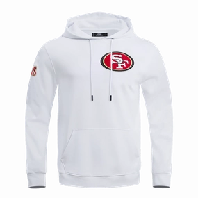 NFL SAN FRANCISCO 49ERS CLASSIC CHENILLE DOUBLE KNIT PULLOVER HOODIE (WHITE)