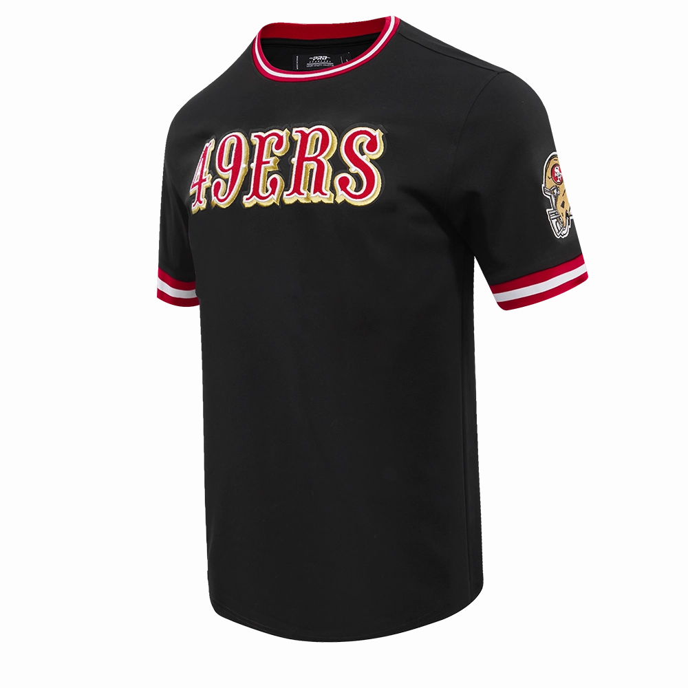 NFL SAN FRANCISCO 49ERS CLASSIC CHENILLE DOUBLE KNIT TEE (BLACK)