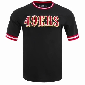 NFL SAN FRANCISCO 49ERS CLASSIC CHENILLE DOUBLE KNIT TEE (BLACK)