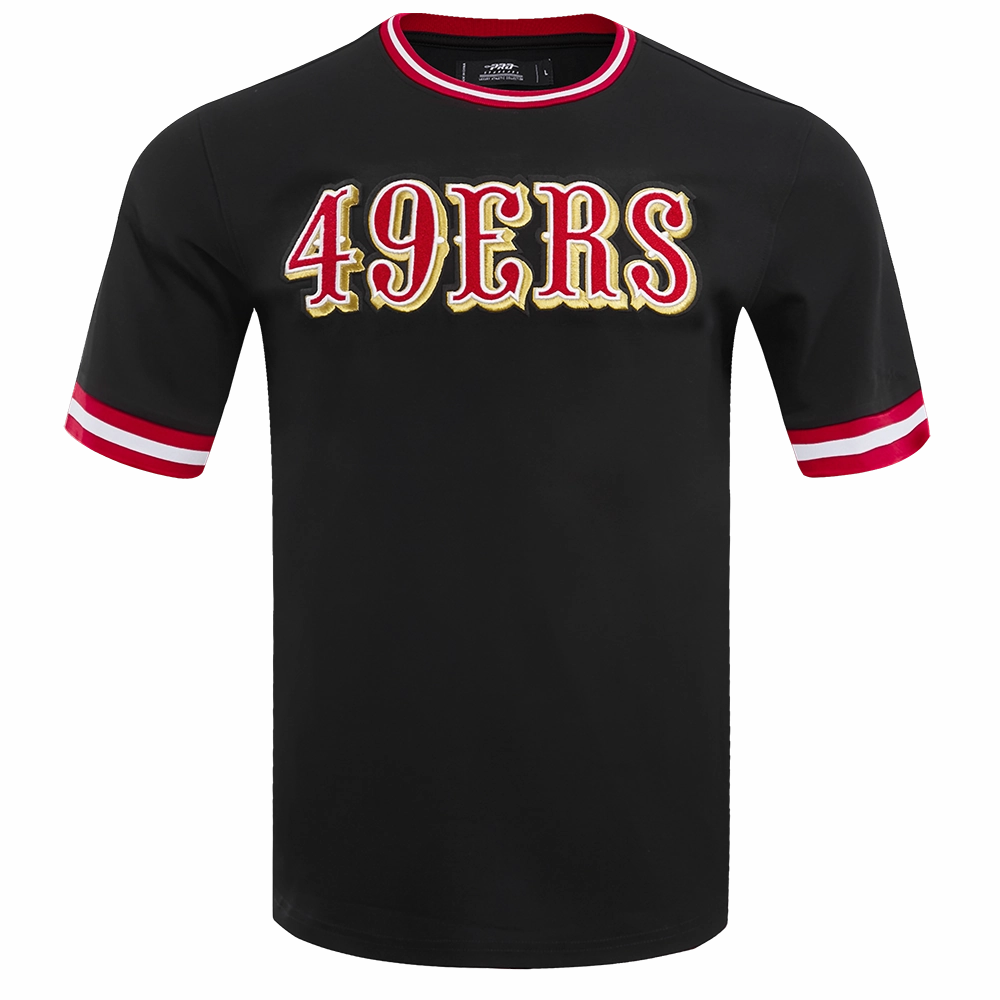 NFL SAN FRANCISCO 49ERS CLASSIC CHENILLE DOUBLE KNIT TEE (BLACK)