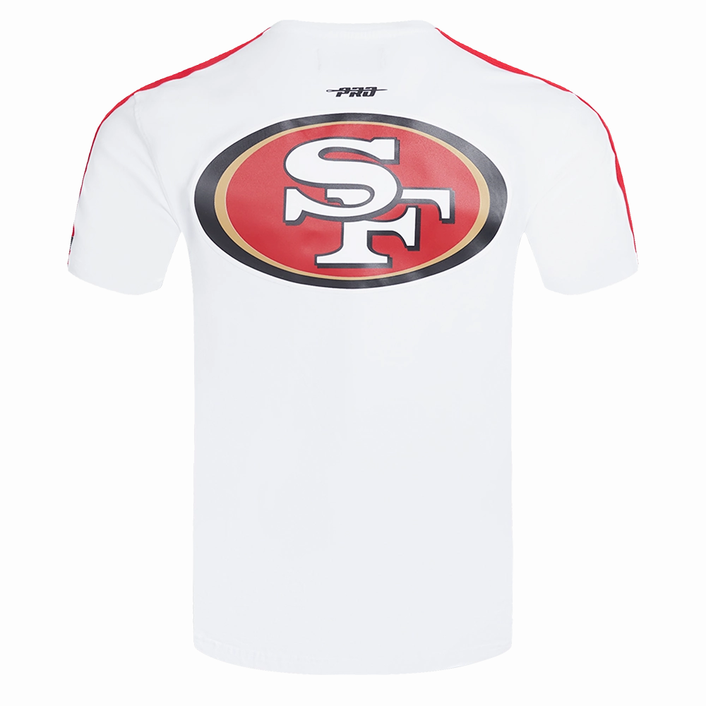 NFL SAN FRANCISCO 49ERS CLASSIC MESH MEN'S SINGLE JERSEY STRIPED TEE (WHITE/RED)