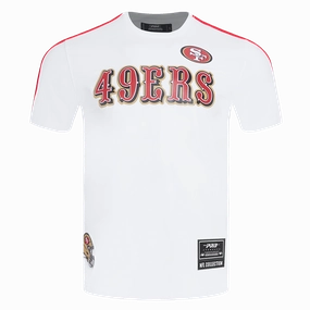 NFL SAN FRANCISCO 49ERS CLASSIC MESH MEN'S SINGLE JERSEY STRIPED TEE (WHITE/RED)
