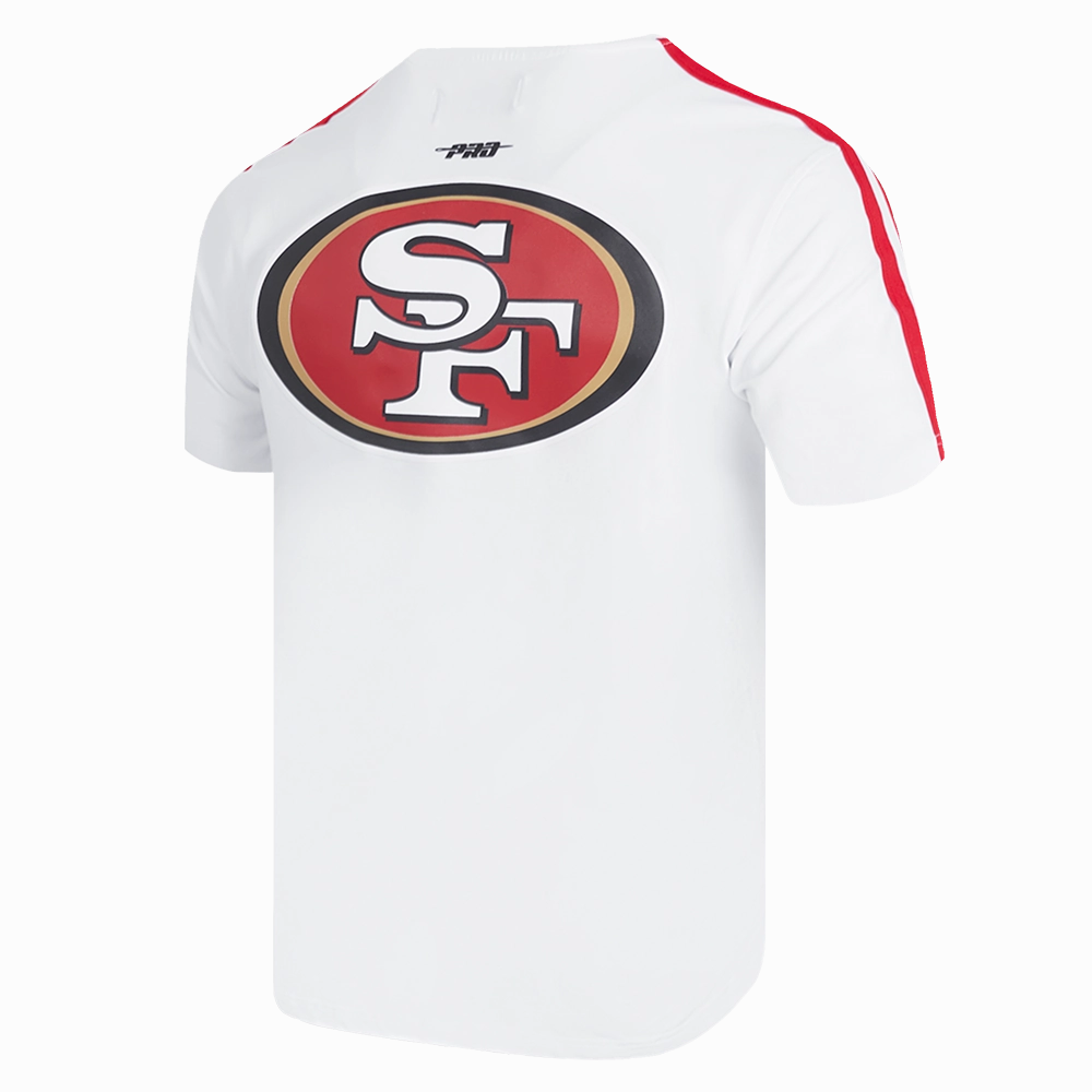 NFL SAN FRANCISCO 49ERS CLASSIC MESH MEN'S SINGLE JERSEY STRIPED TEE (WHITE/RED)