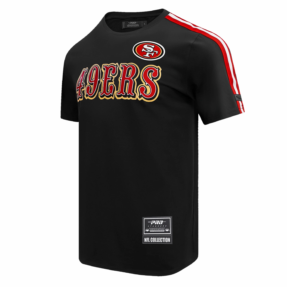 NFL SAN FRANCISCO 49ERS CLASSIC MESH STRIPED MEN'S TEE (BLACK/RED)