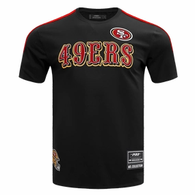NFL SAN FRANCISCO 49ERS CLASSIC MESH STRIPED MEN'S TEE (BLACK/RED)