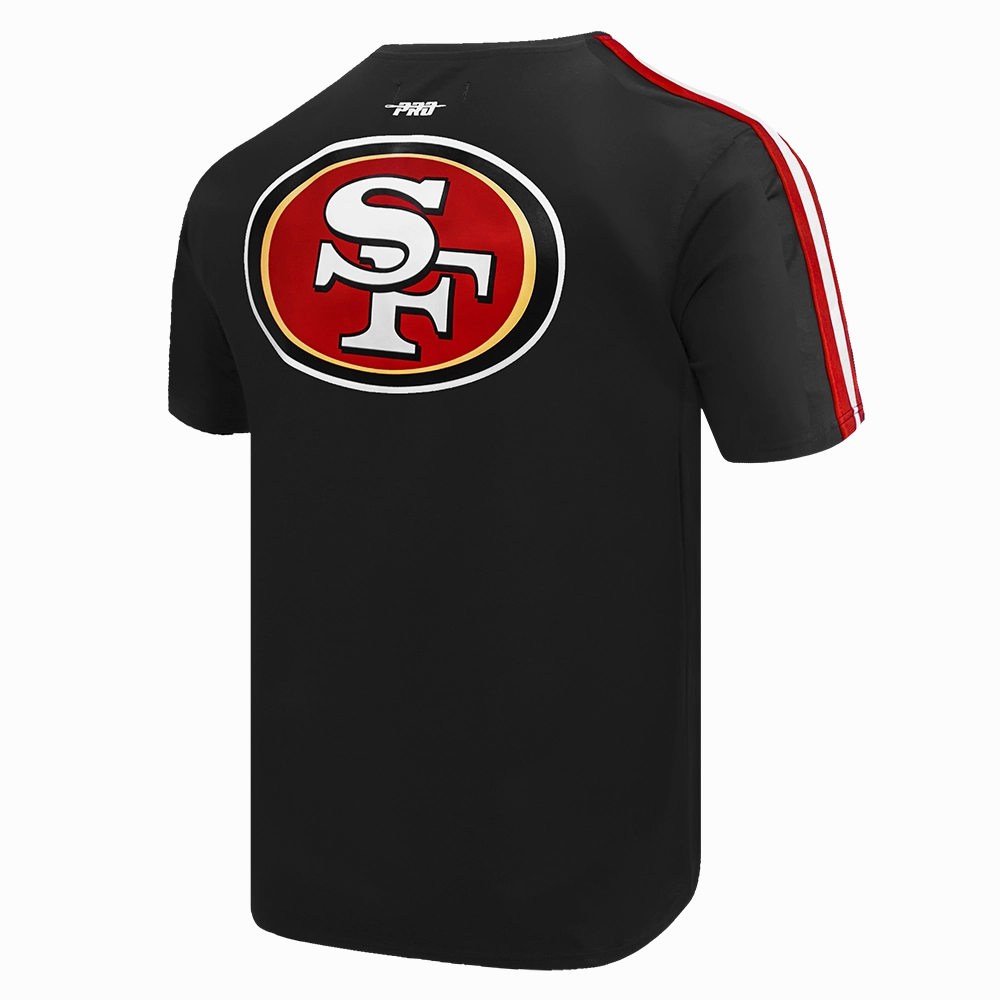 NFL SAN FRANCISCO 49ERS CLASSIC MESH STRIPED MEN'S TEE (BLACK/RED)
