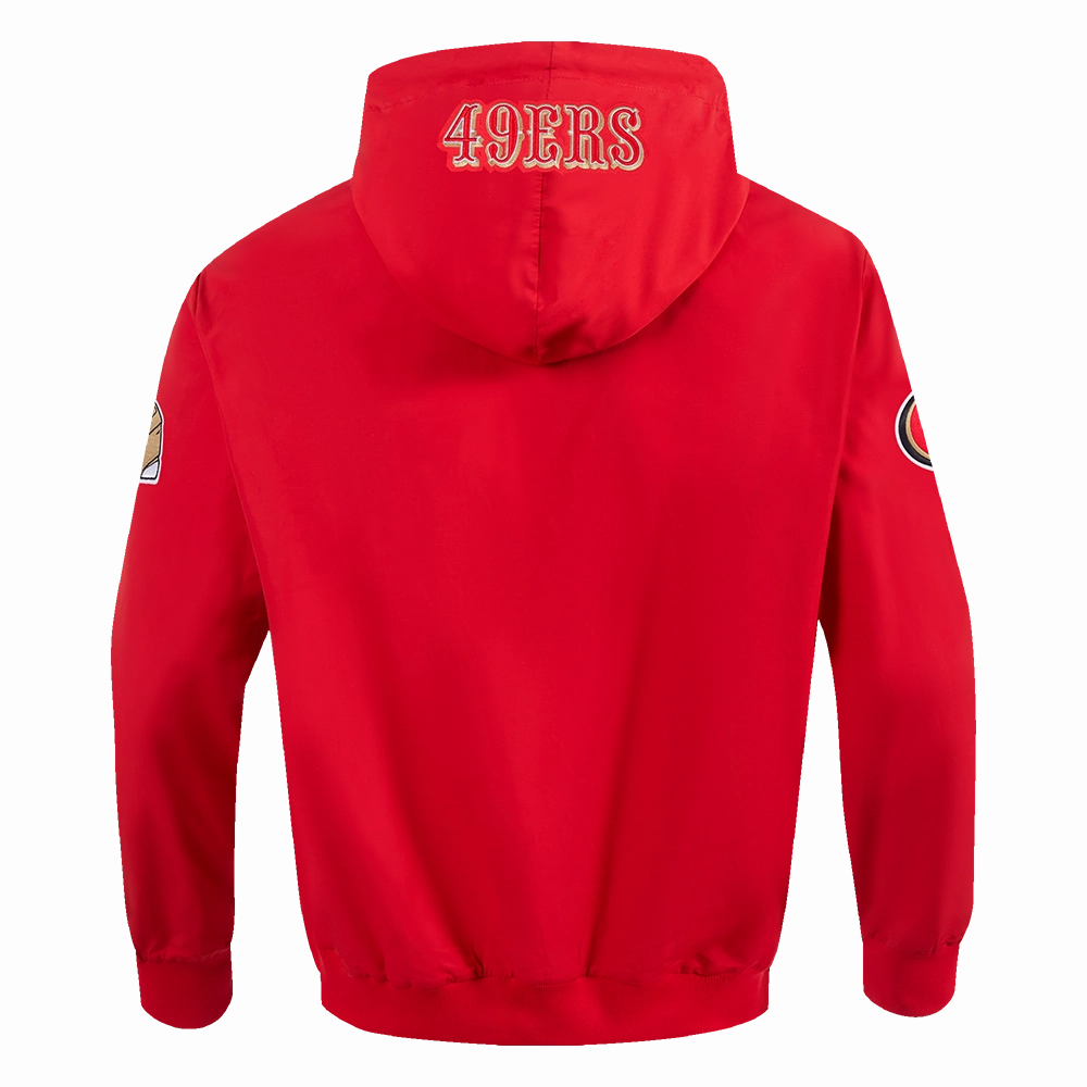 NFL SAN FRANCISCO 49ERS CLASSIC WIND SUIT MEN'S WOVEN FULL ZIP PULLOVER HOODIE (RED)