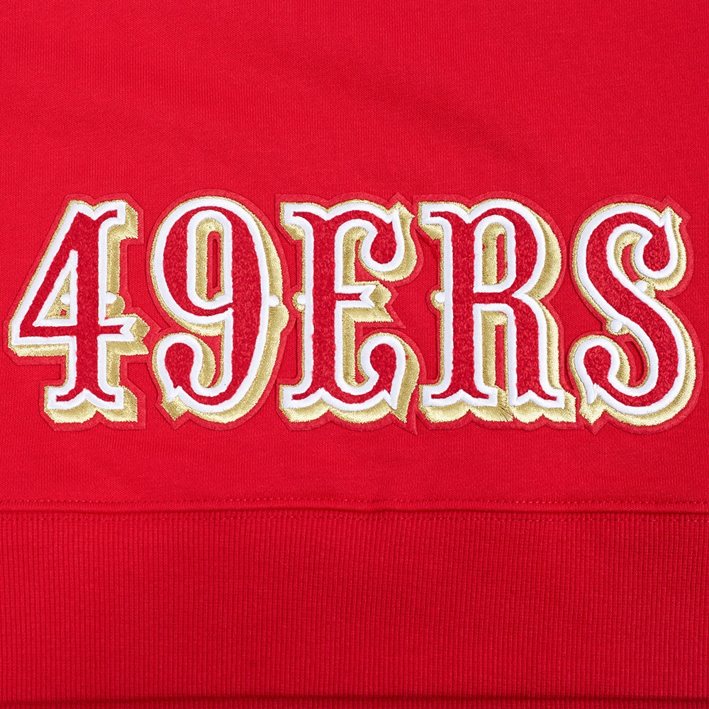 NFL SAN FRANCISCO 49ERS CLASSIC WOMEN'S CROPPED PULLOVER HOODIE (RED)