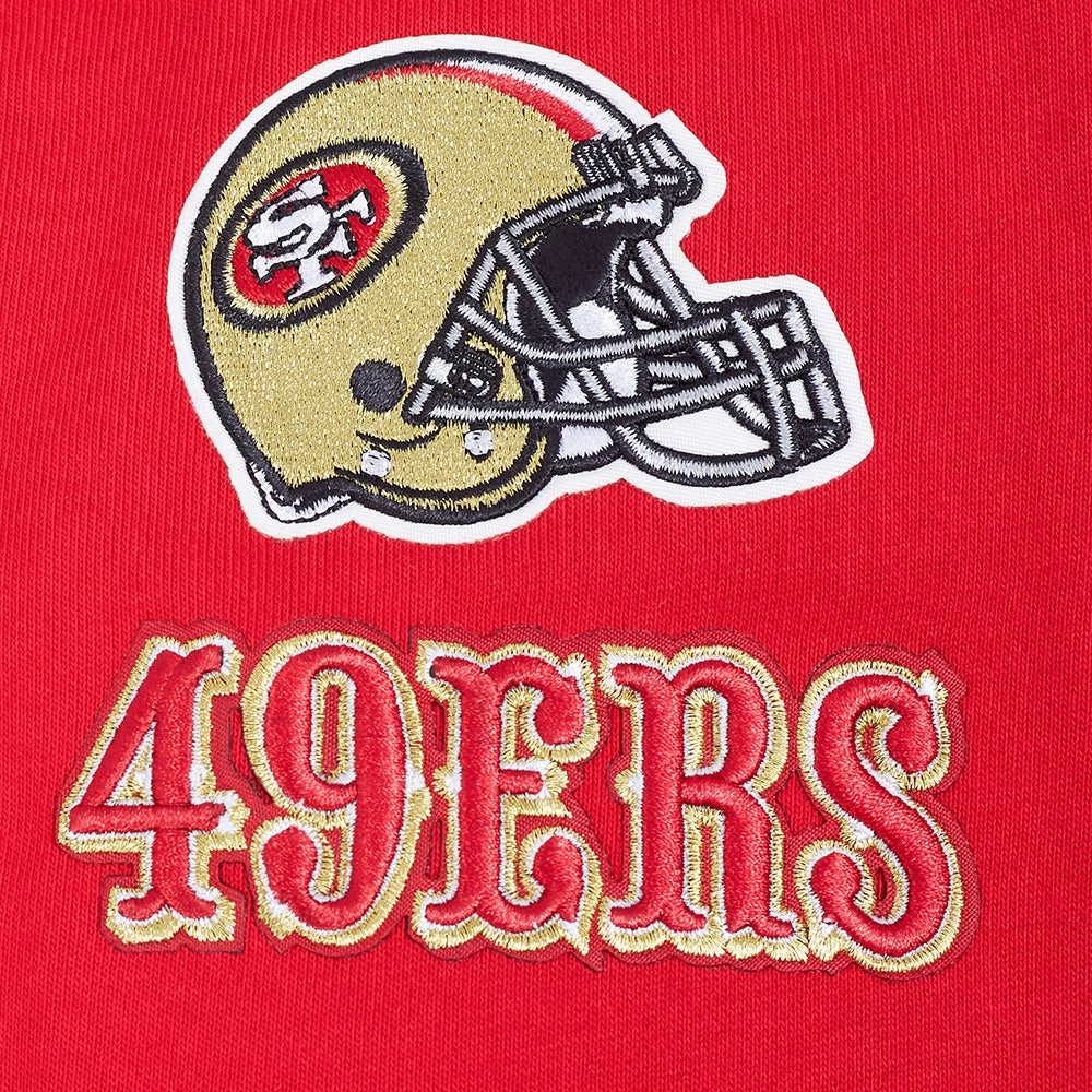 NFL SAN FRANCISCO 49ERS CLASSIC WOMEN'S CROPPED PULLOVER HOODIE (RED)