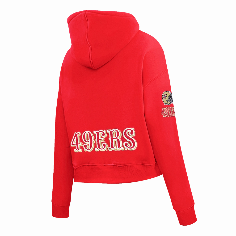 NFL SAN FRANCISCO 49ERS CLASSIC WOMEN'S CROPPED PULLOVER HOODIE (RED)