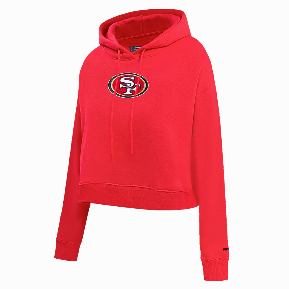 NFL SAN FRANCISCO 49ERS CLASSIC WOMEN'S CROPPED PULLOVER HOODIE (RED)