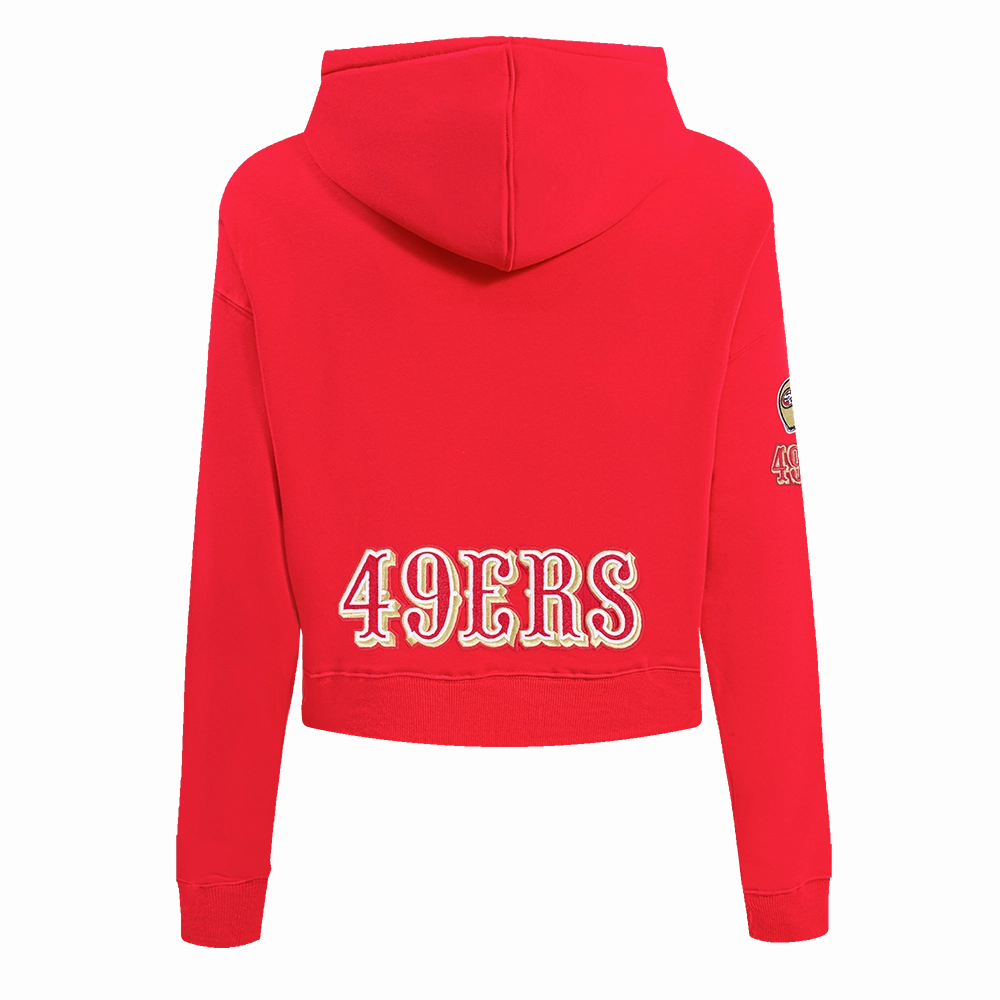 NFL SAN FRANCISCO 49ERS CLASSIC WOMEN'S CROPPED PULLOVER HOODIE (RED)