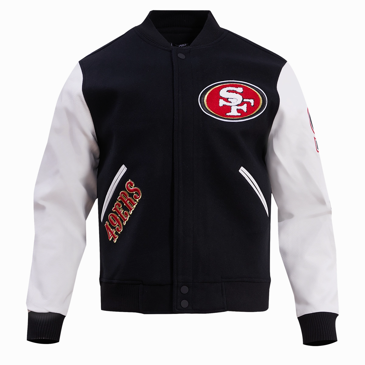 NFL SAN FRANCISCO 49ERS CLASSIC WOOL VARSITY JACKET (BLACK/WHITE)