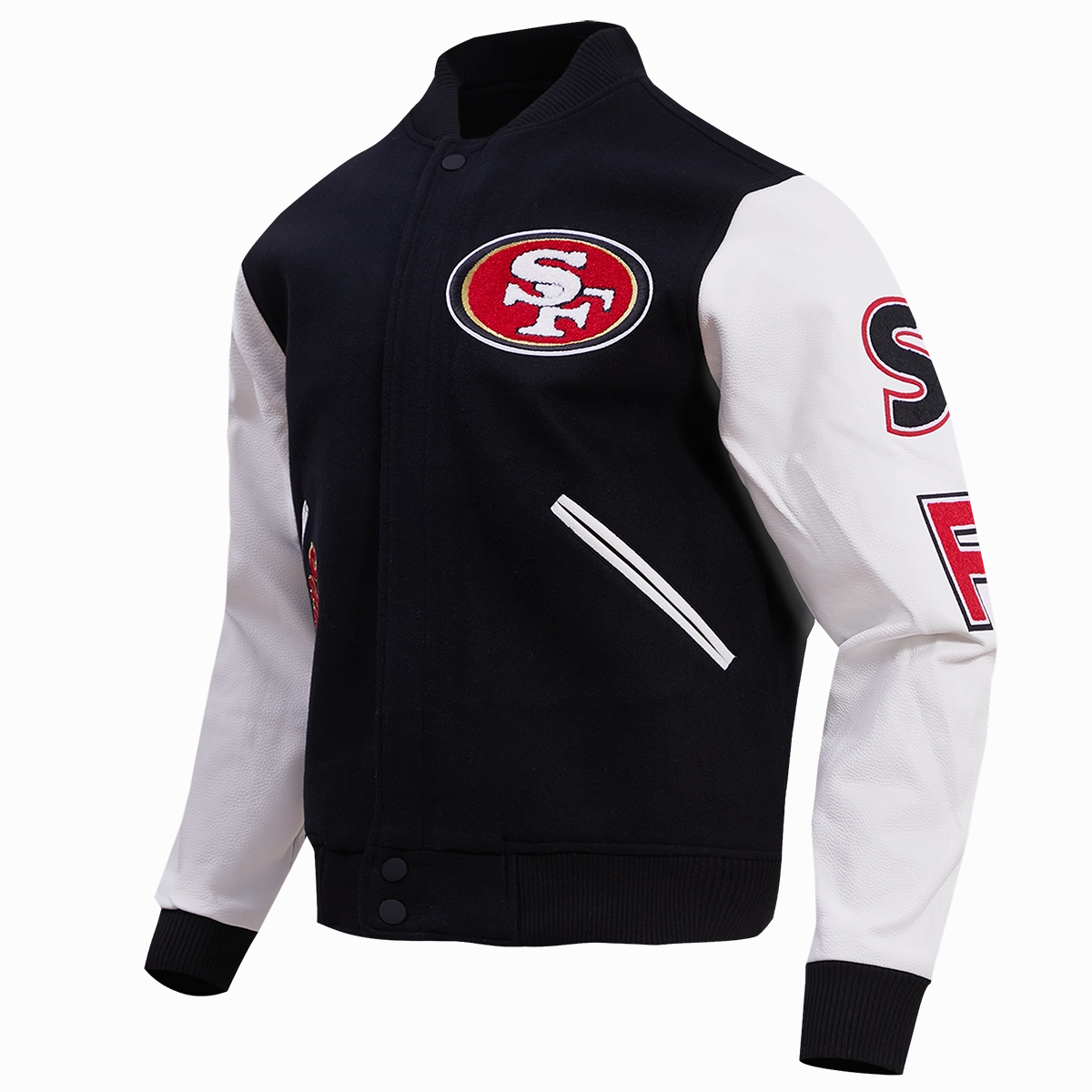 NFL SAN FRANCISCO 49ERS CLASSIC WOOL VARSITY JACKET (BLACK/WHITE)