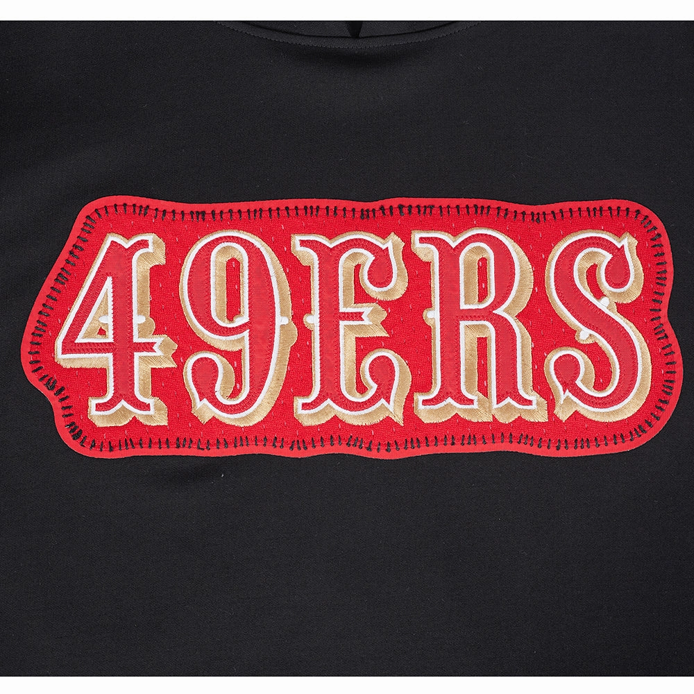 NFL SAN FRANCISCO 49ERS DIY PICK STITCH MEN'S DOUBLE KNIT PULLOVER HOODIE (BLACK)
