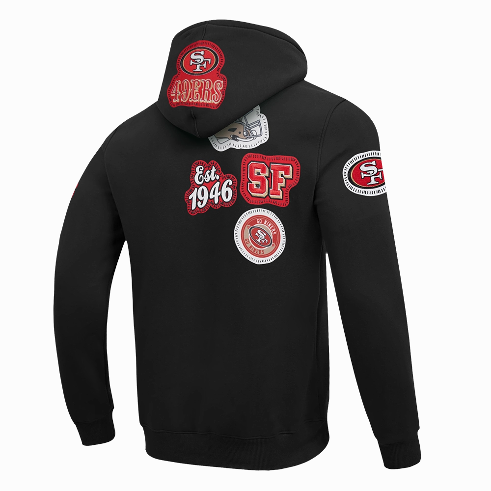 NFL SAN FRANCISCO 49ERS DIY PICK STITCH MEN'S DOUBLE KNIT PULLOVER HOODIE (BLACK)