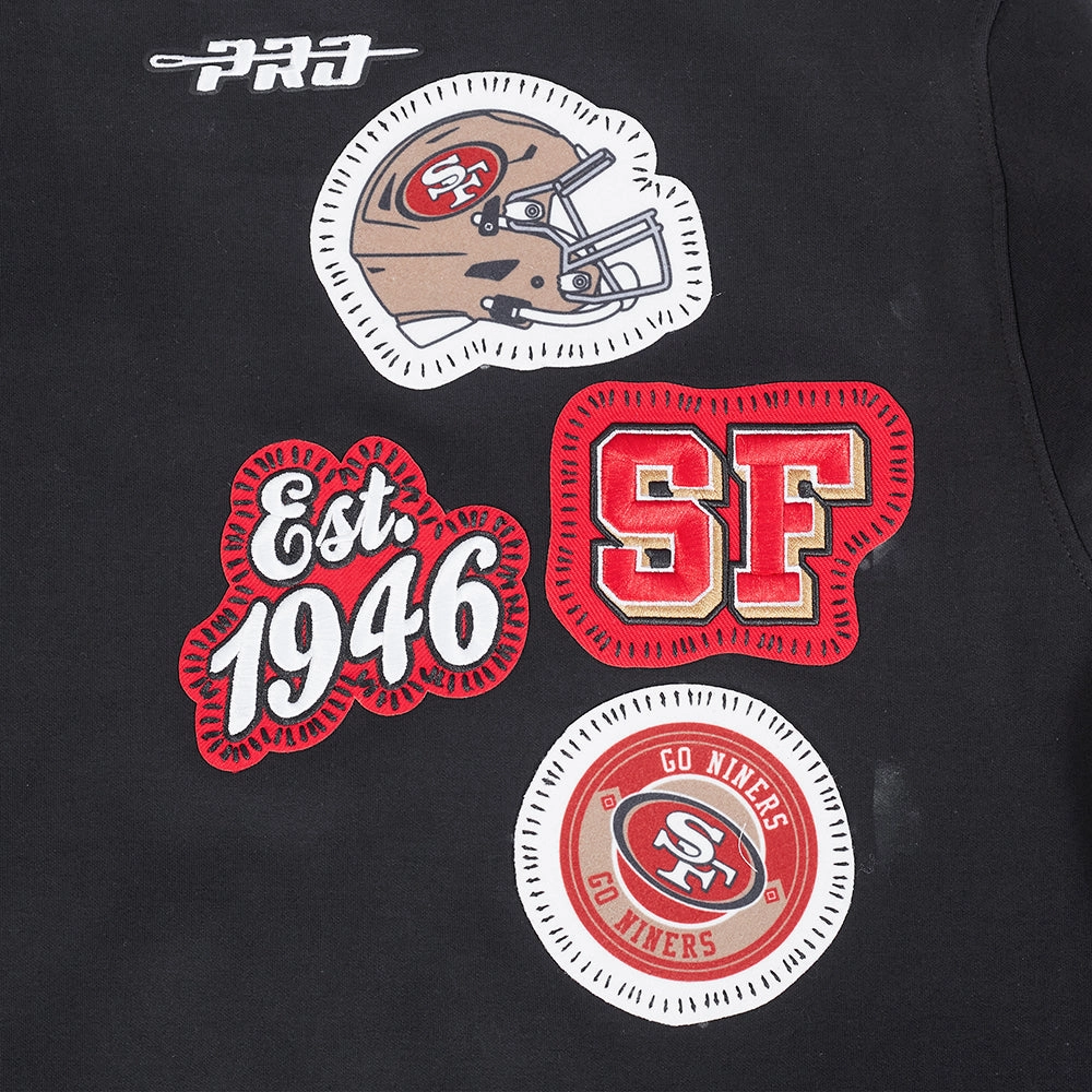 NFL SAN FRANCISCO 49ERS DIY PICK STITCH MEN'S DOUBLE KNIT PULLOVER HOODIE (BLACK)