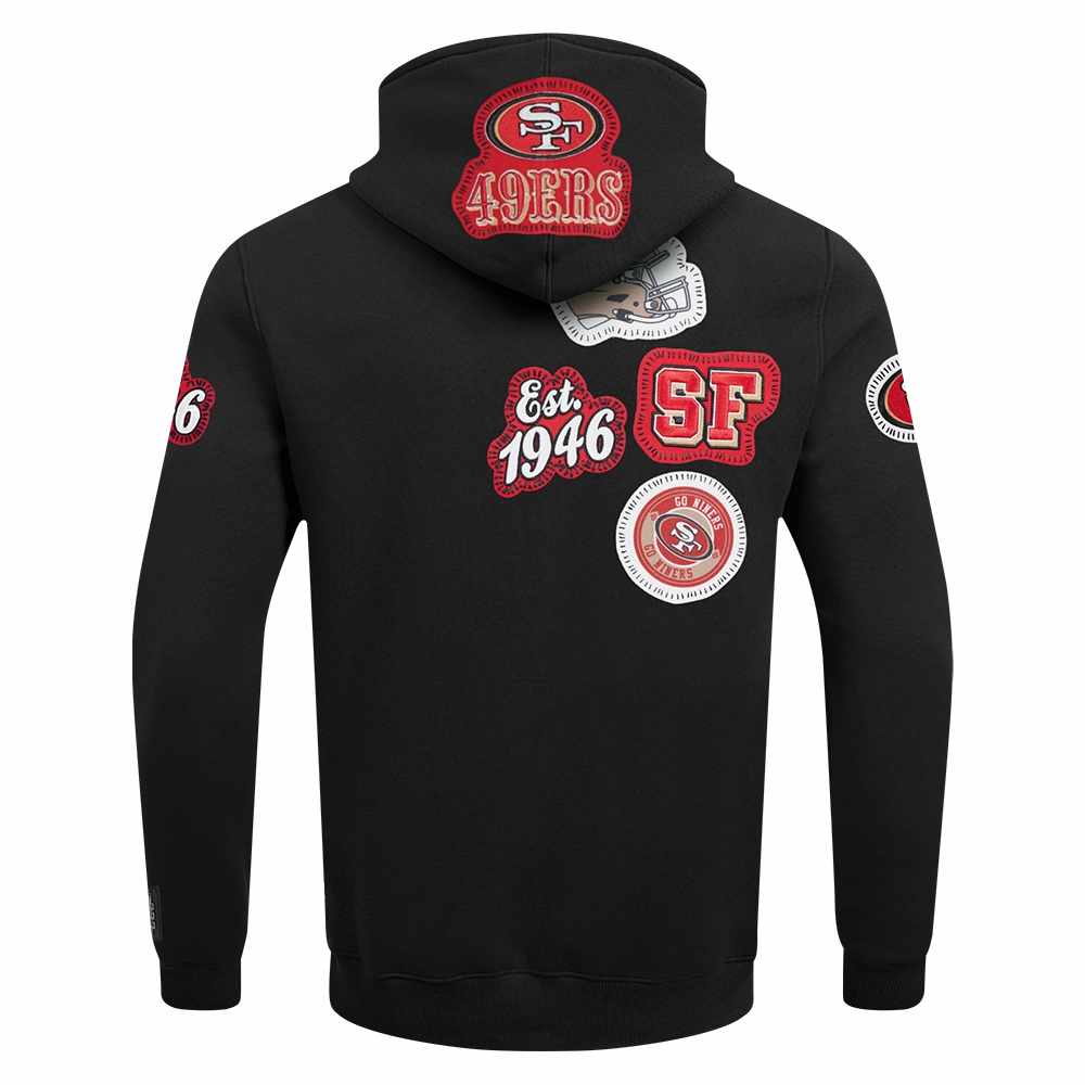 NFL SAN FRANCISCO 49ERS DIY PICK STITCH MEN'S DOUBLE KNIT PULLOVER HOODIE (BLACK)
