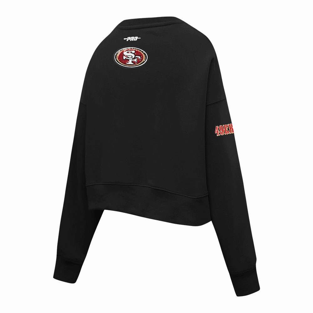 NFL SAN FRANCISCO 49ERS GAME DAY CLASSICS WOMEN'S DOUBLE KNIT CREWNECK (BLACK)
